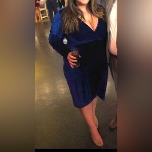 Navy blue velvet dress